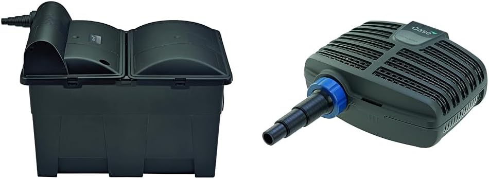 OASE 57377 Filtro a flusso continuo BioSmart UVC 16000 adatto per laghetti fino a 16 m³, sistema di filtraggio, set di filtraggio incl. materiale filtrante e chiarificatore UVC, nero