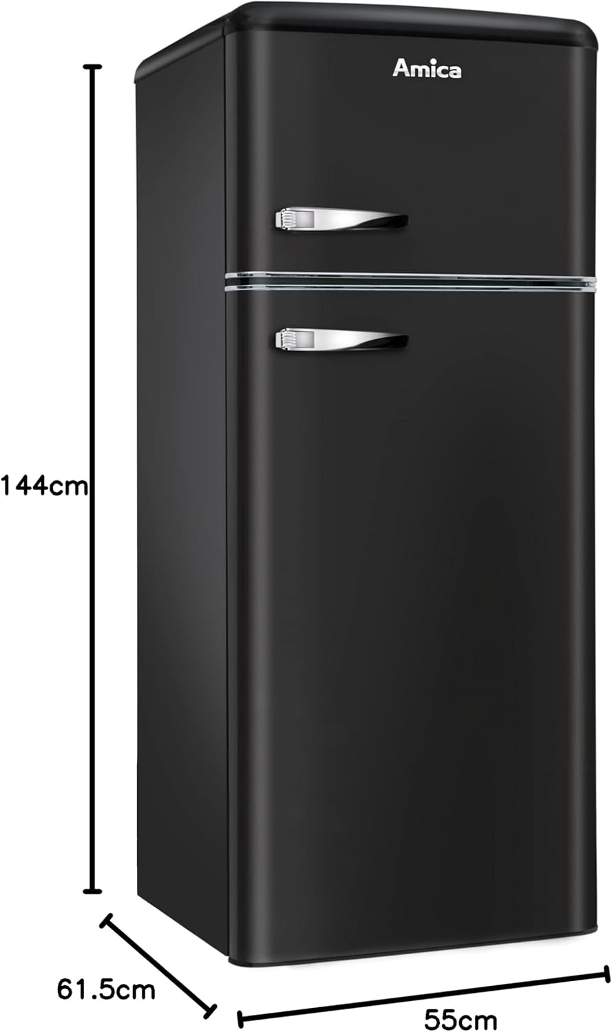 Amica KGC 15632 T Frigorifero con congelatore Retro / Ice Blue (Turchese) / 144 cm (A) x 55 cm (L) x 62 cm (P) / Design retrò / Frigorifero con congelatore