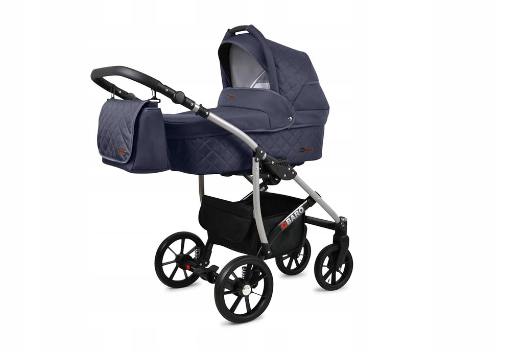 BabyLux® Bambimo Kinderwagen Set 3 in 1 - Qbaro - incl. Babywanne, Buggy Sportsitz, Auto-Babyschale - Autositz - Kinderwagenset - Kombikinderwagen mit Wickeltasche, Regenschutz usw.