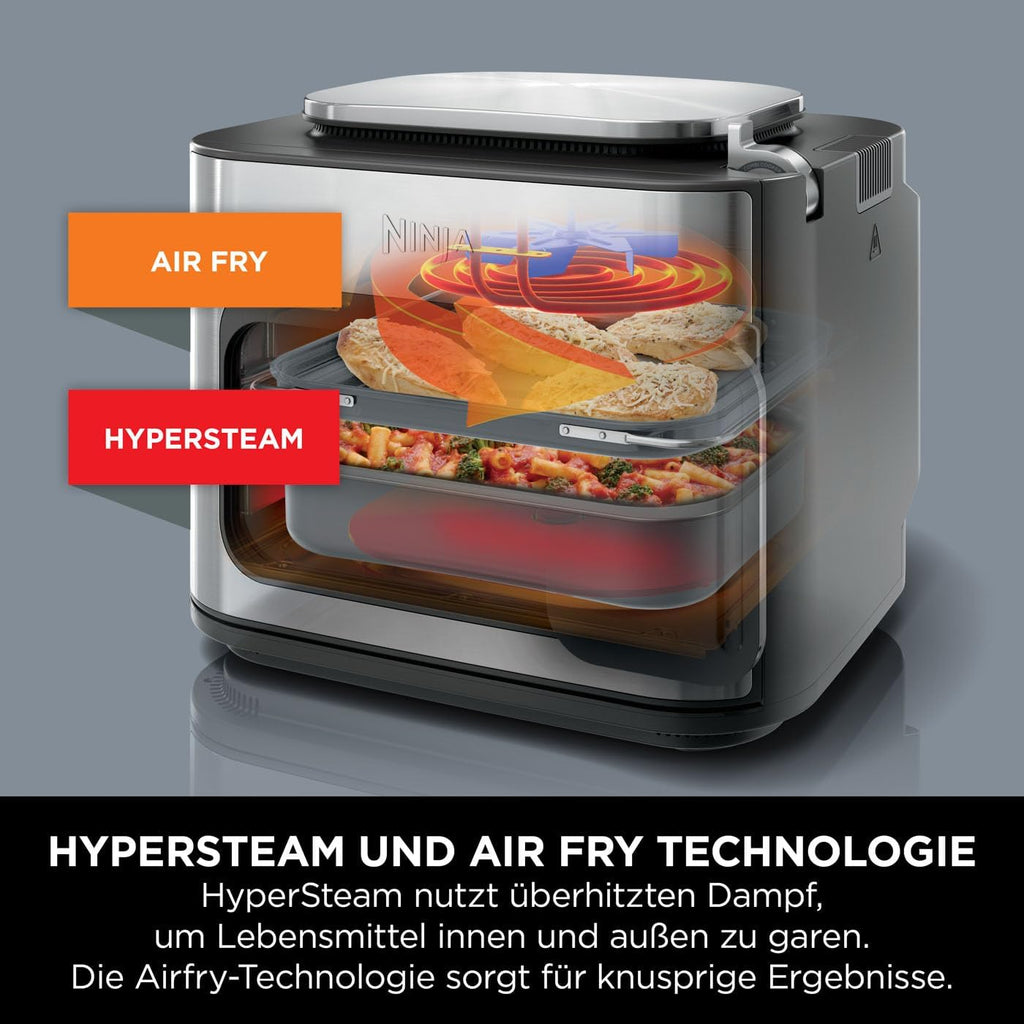 Ninja Combi Robot da Cucina 12 in 1, Forno e Friggitrice ad Aria, 12 Funzioni di Cottura, Friggitrice ad Aria e Grill, Pronto in 15 Min*, con Teglia da Forno, Padella, Cestello per Frittura, Ricettario, Grigio, SFP700EU.