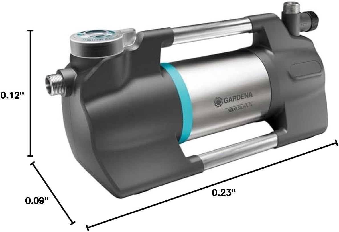Gardena Pompa da Giardino 5600 Silent+: Pompa d'irrigazione innovativa e silenziosissima, portata 5600 l/h, motore da 900 W, 4,7 bar, impermeabile, a risparmio energetico (9057-20)
