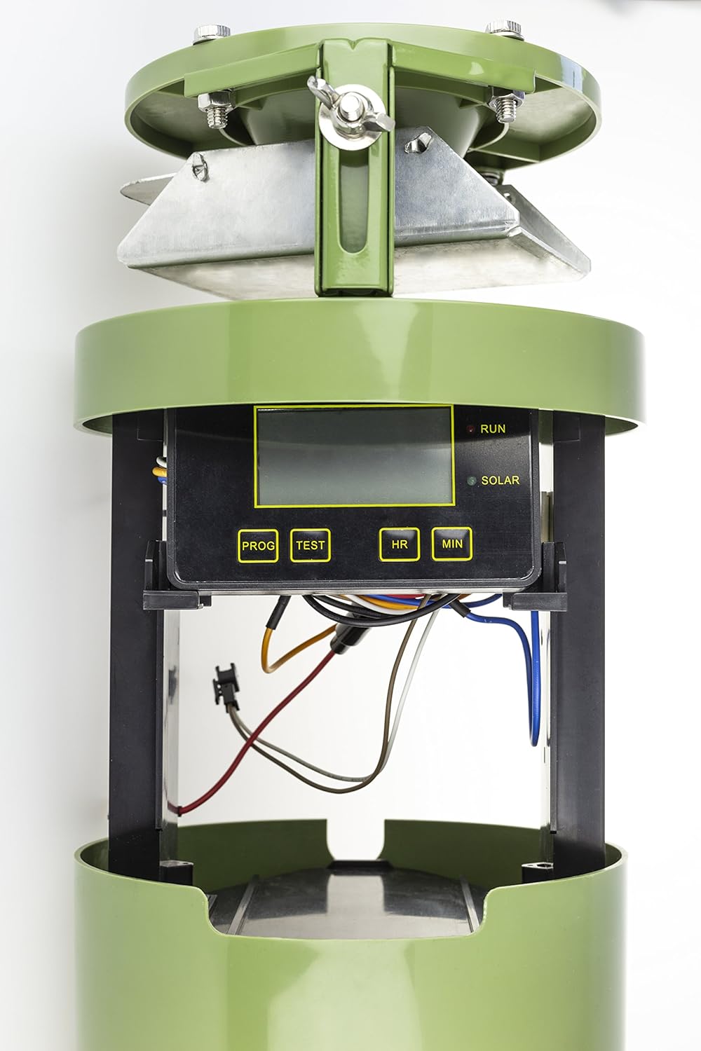 EUROHUNT Futterautomat Light 12V, Automat für Tierfütterung, wetterfest, Wildfutterautomat, 17 x 17 x 27 cm, grün