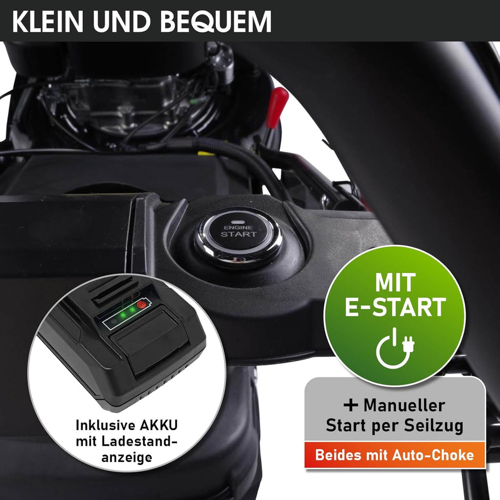 BRAST Tosaerba a Benzina con Trazione | 3,0kW (4,1PS) | Avviamento Elettrico | 41cm Larghezza di Taglio | Vari Modelli | TÜV | Motore 4 Tempi OHV | Altezza di Taglio 25-75mm | Cesto Raccolta 40L | Scocca in Acciaio | 16145 Estart