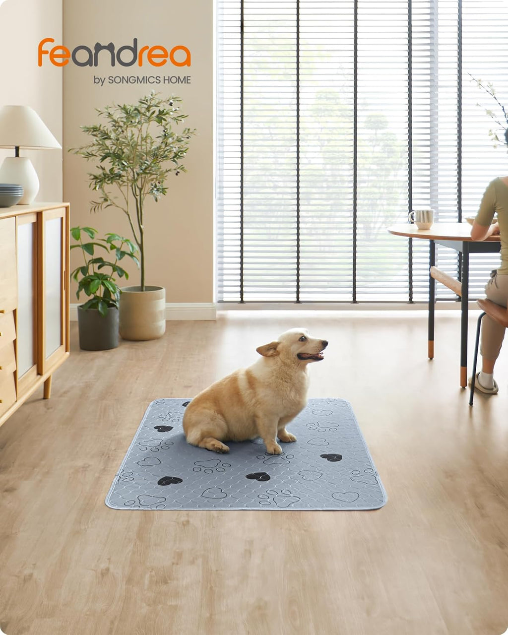 Feandrea Welpen-Unterlagen waschbar, Wiederverwendbare Matten für Hunde, 152 x 122 cm, 2er Set, XL, Hundetoilette, auslaufsicher, rutschfest, super saugfhig, Katzen, Kaninchen, grau PTD048G01