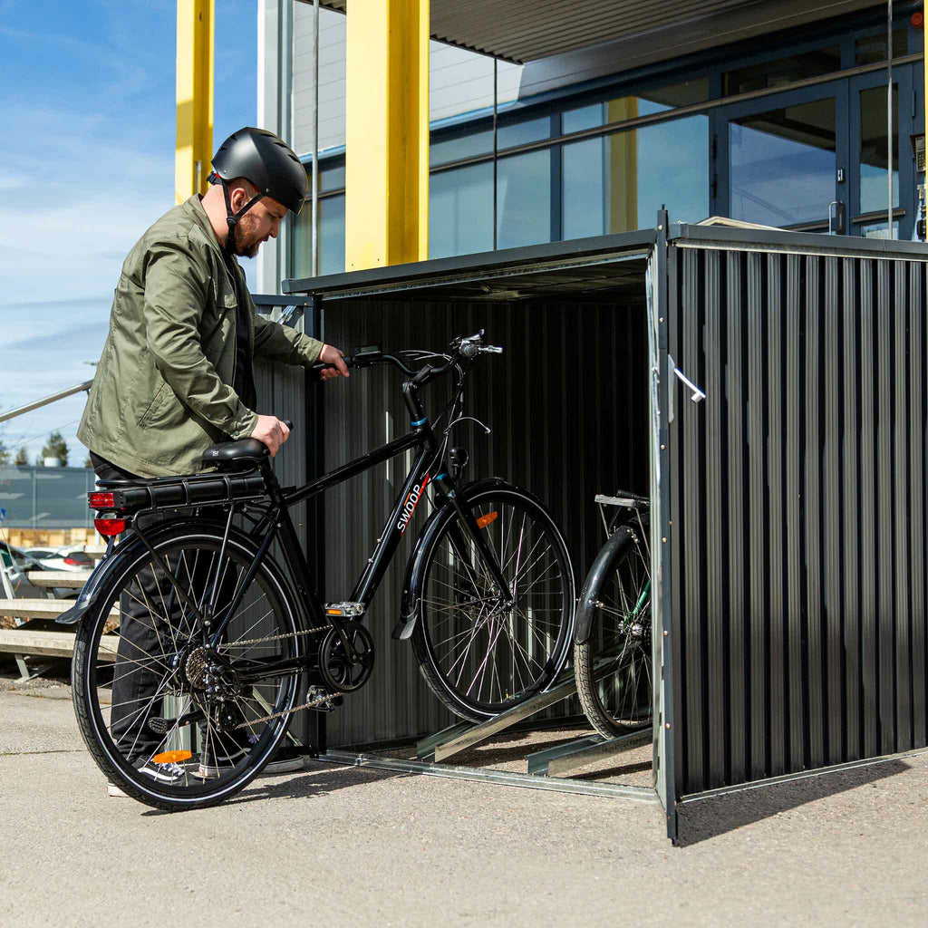Fornorth box bici da esterno per 2 biciclette 142x198x157cm, grigio scuro