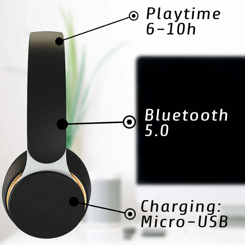 Kuura Bass Bluetooth Kopfhrer, Schwarz