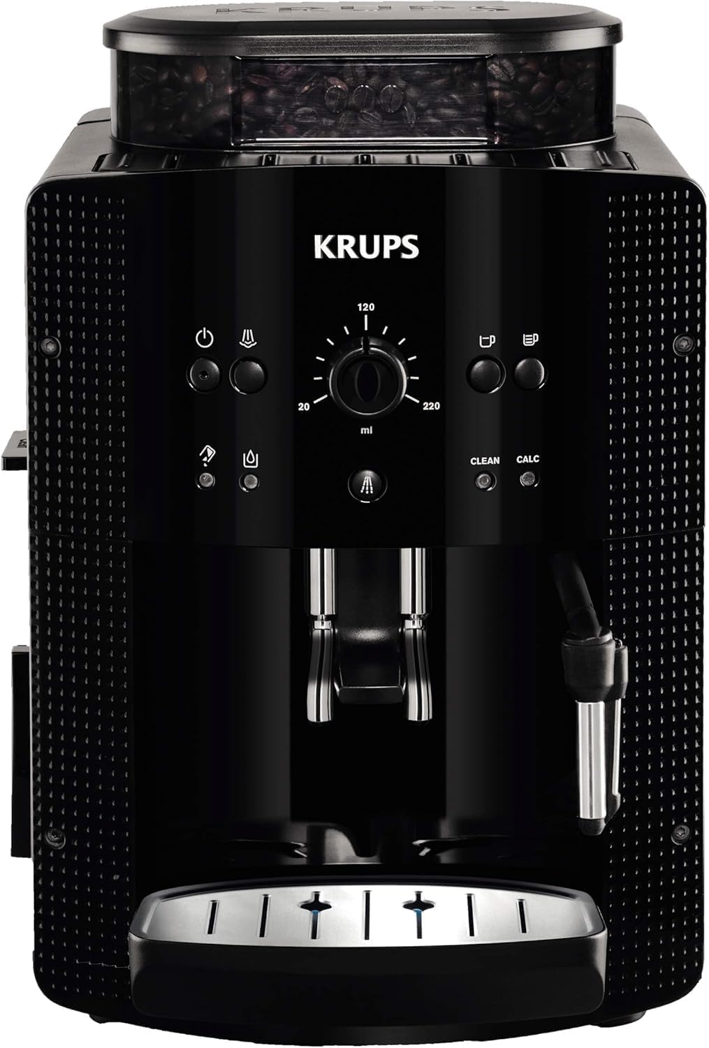 Krups Arabica Picto Macchina da Caffè Automatica, Bocchetta Vapore, Funzione 2 Tazze, Manopola Rotante, Facile Pulizia, Macchina da Caffè, Nera, EA810870