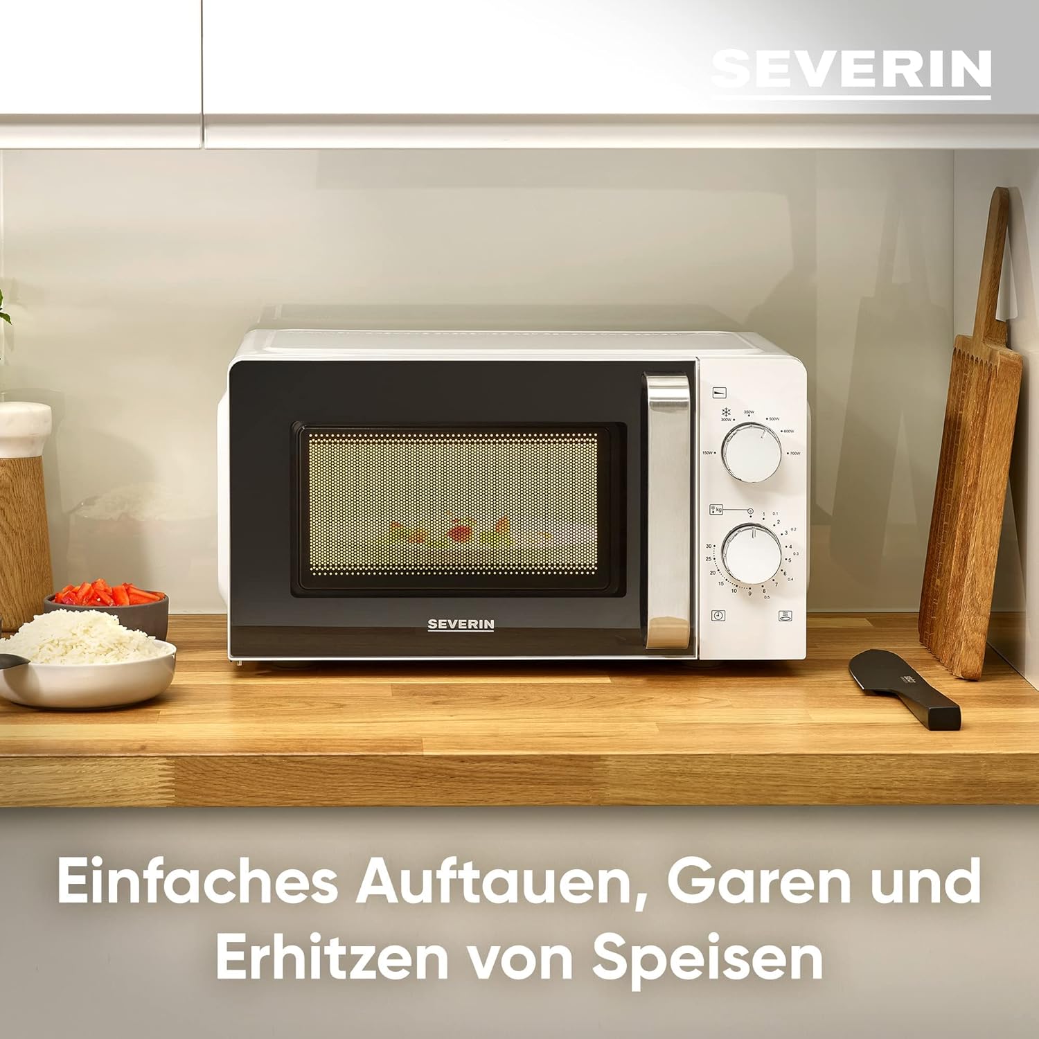 SEVERIN Forno a microonde Solo, Forno a microonde per scongelare e riscaldare, Microonde con piatto girevole per una distribuzione uniforme del calore, nero, MW 7886