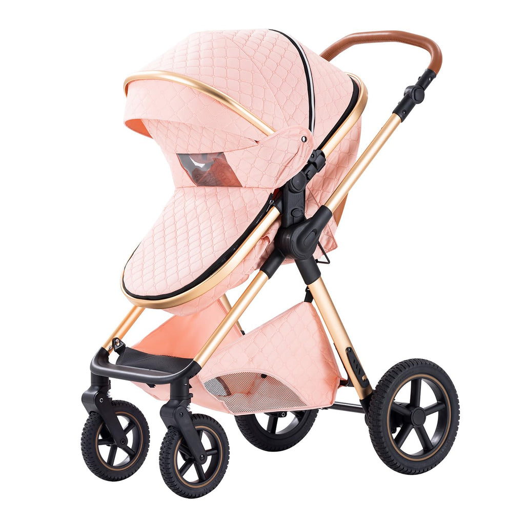 Shineey kinderwagen 3 in 1 Buggy Babybett Komplett Set Einem Klick Zusammenklappbarer Kinderwagen, 3 in 1 KombiKinderwagen Aluminiumrahmen für Neugeborene