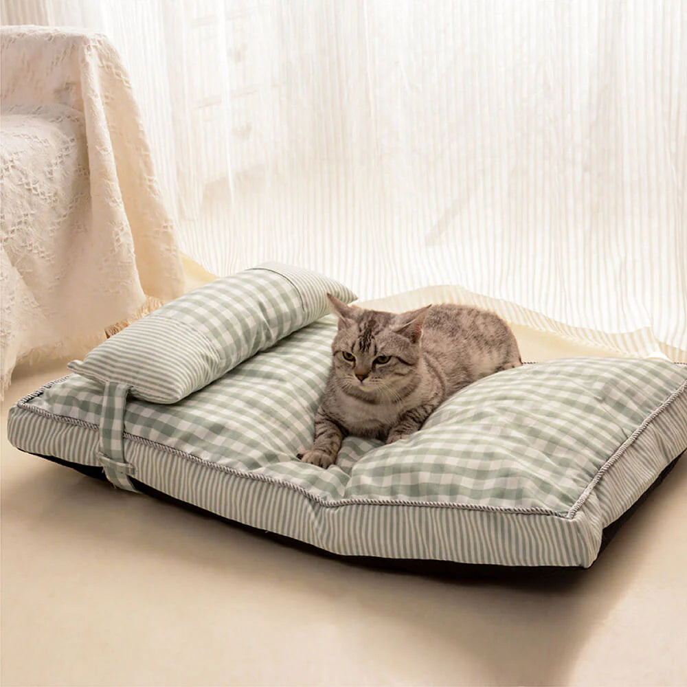 PetComfort – Waschbares Bett für Hunde und Katzen mit Karokissen