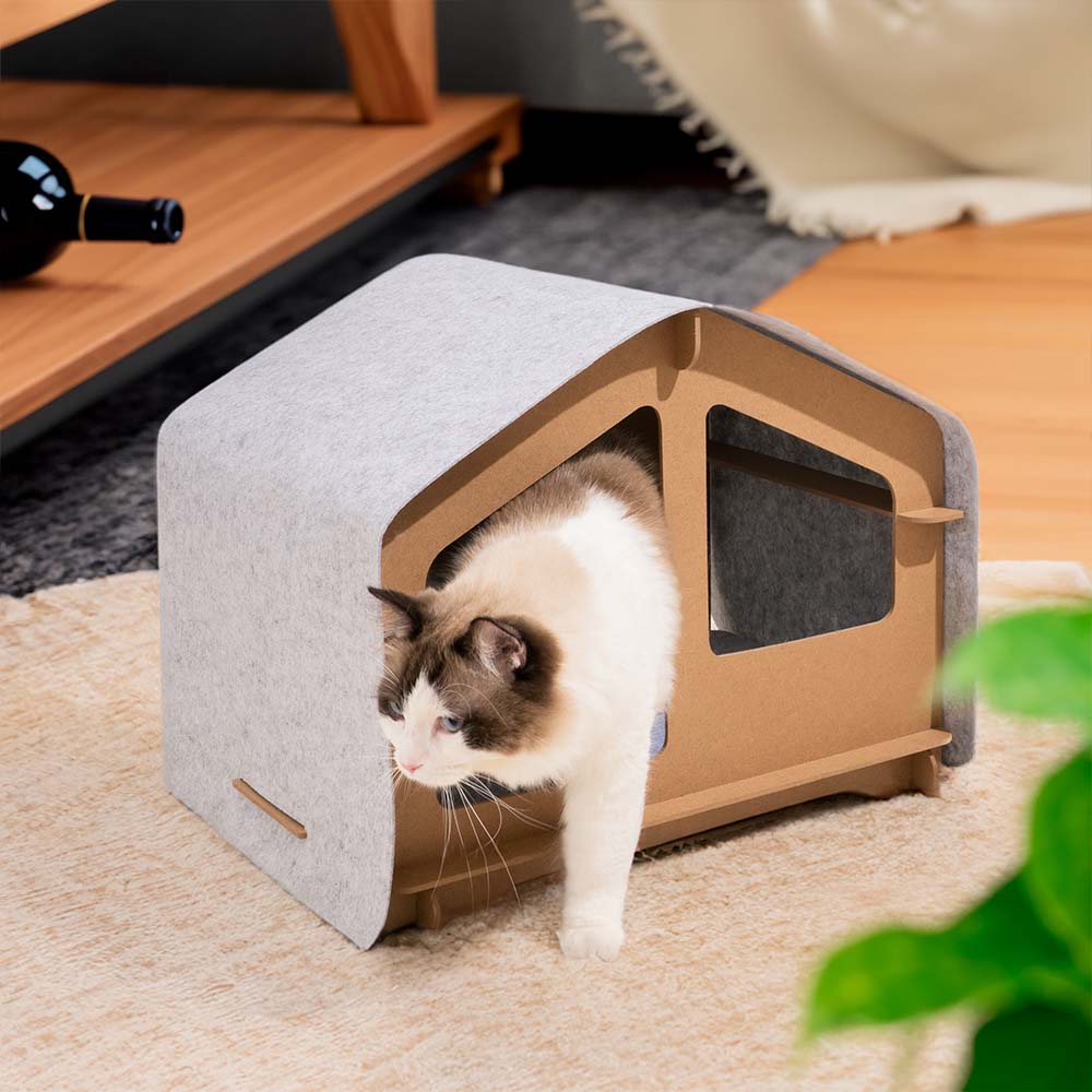 Cat Villa di Lusso - Casetta Extra Large Semichiusa per Gatti con Struttura in Legno