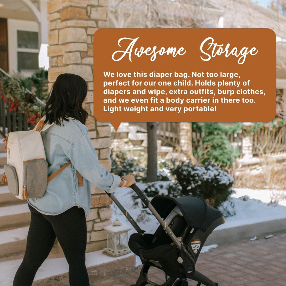 Parker Baby Diaper Backpack - Full Zip Diaper Bag with Insulated Pockets