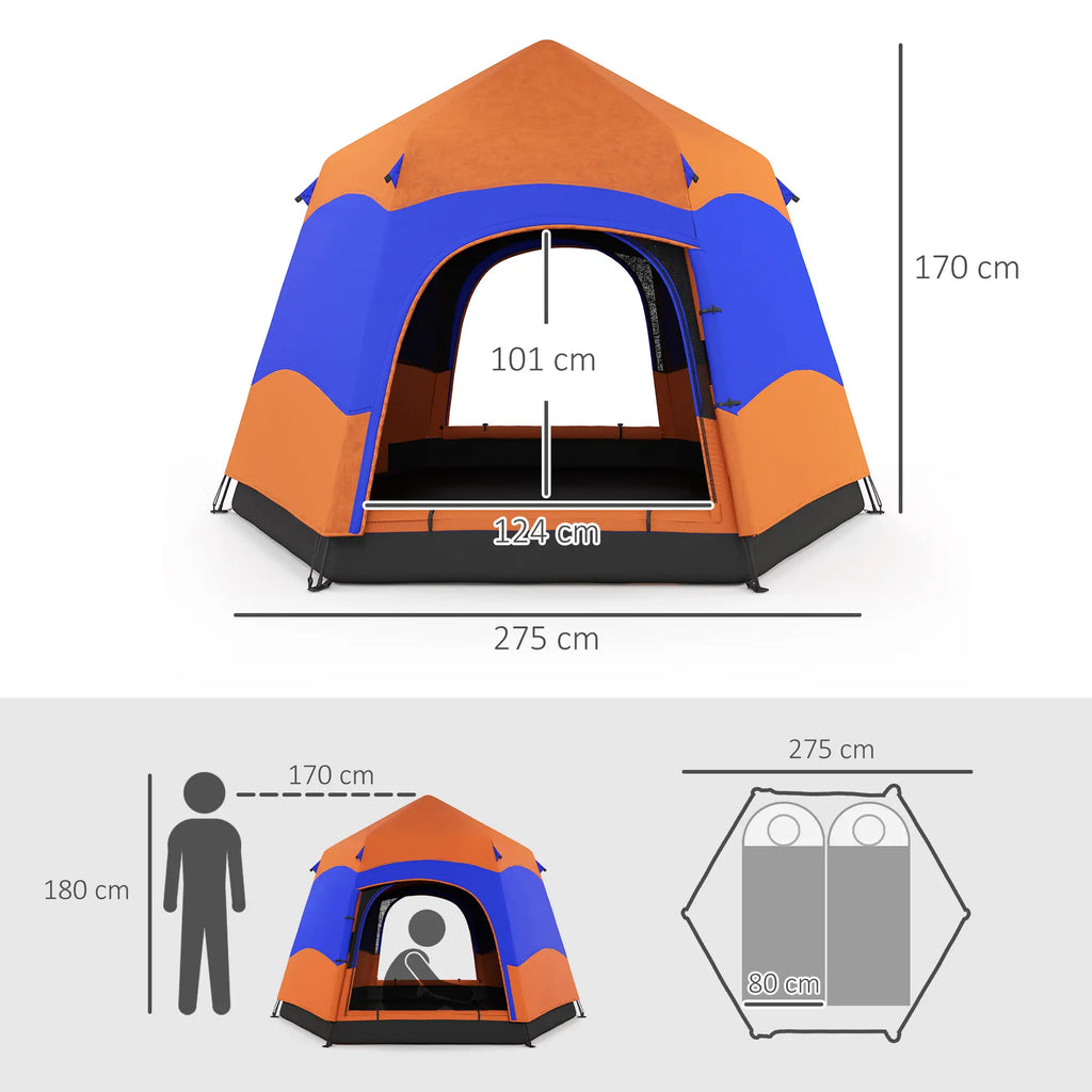 Outsunny Tenda da campeggio pop-up 4-6 persone a doppia parete per esterni