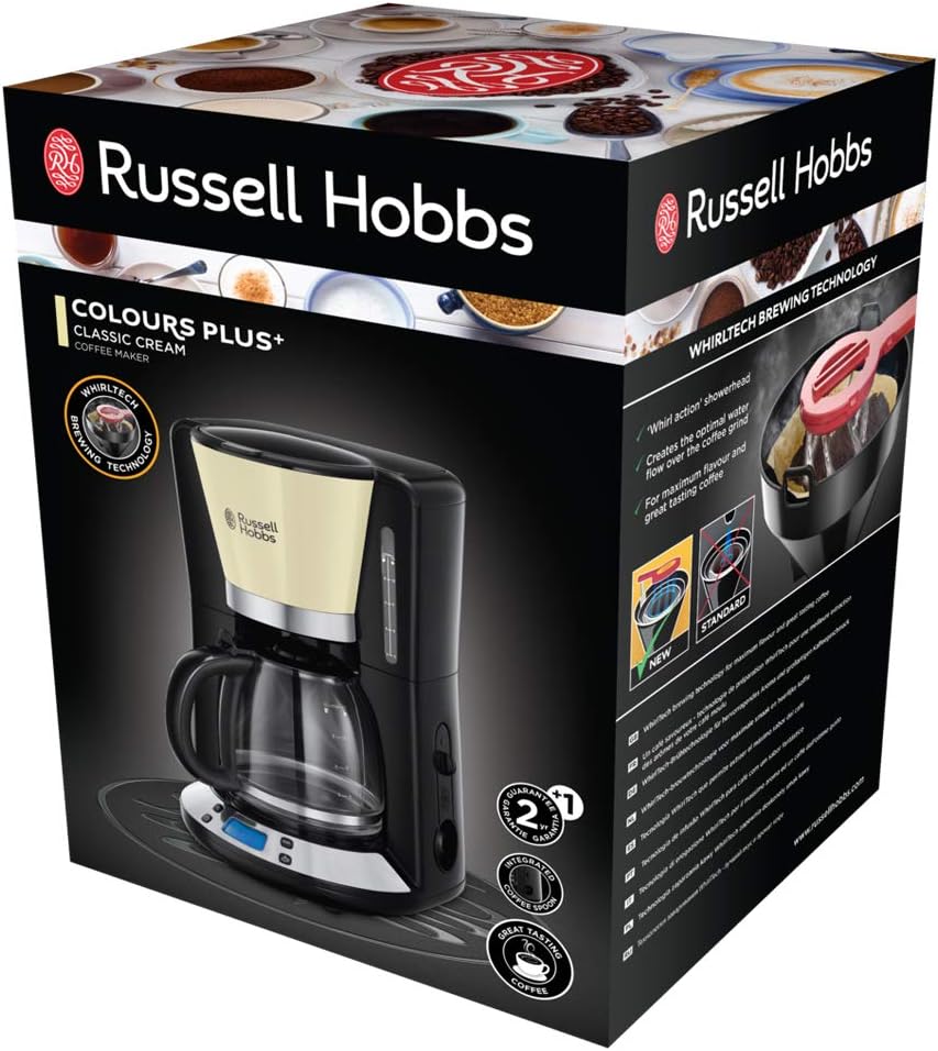 Russell Hobbs Frühstücksset Colours+ Creme: Kaffeemaschine 24033-56 [Digitaler Timer] + Wasserkocher 20415-70 [1,7l, 2400 W] + Toaster 26551-56 [für 2 Scheiben], Frühstücksserie