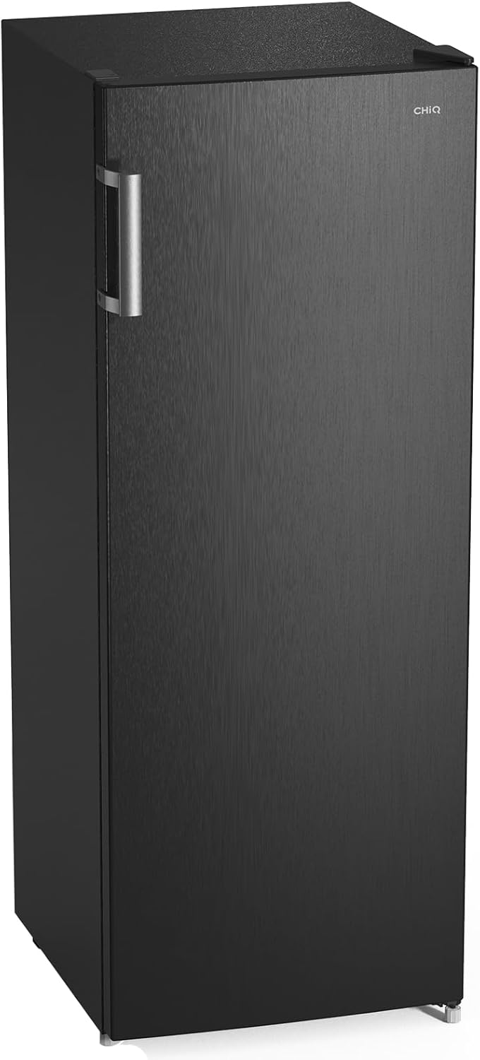 CHiQ FSD166NE4E Congelatore 166 L, Tecnologia No Frost, Porta Reversibile, Acciaio Inox Nero, Altezza 144 cm