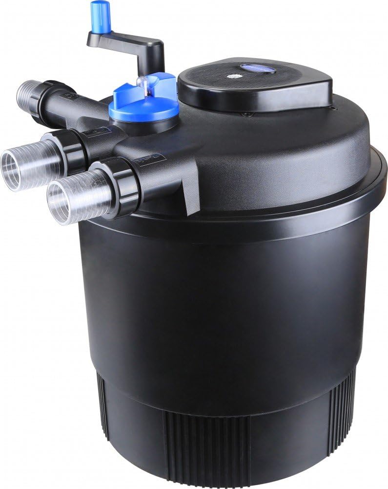 Filtro per laghetto a pressione AquaOne CPF-20000 | Filtro per laghetto fino a 40.000 litri | Filtro biologico per laghetto con sterilizzatore UVC da 36 Watt e pulizia a manovella | Acqua limpida senza alghe in sospensione