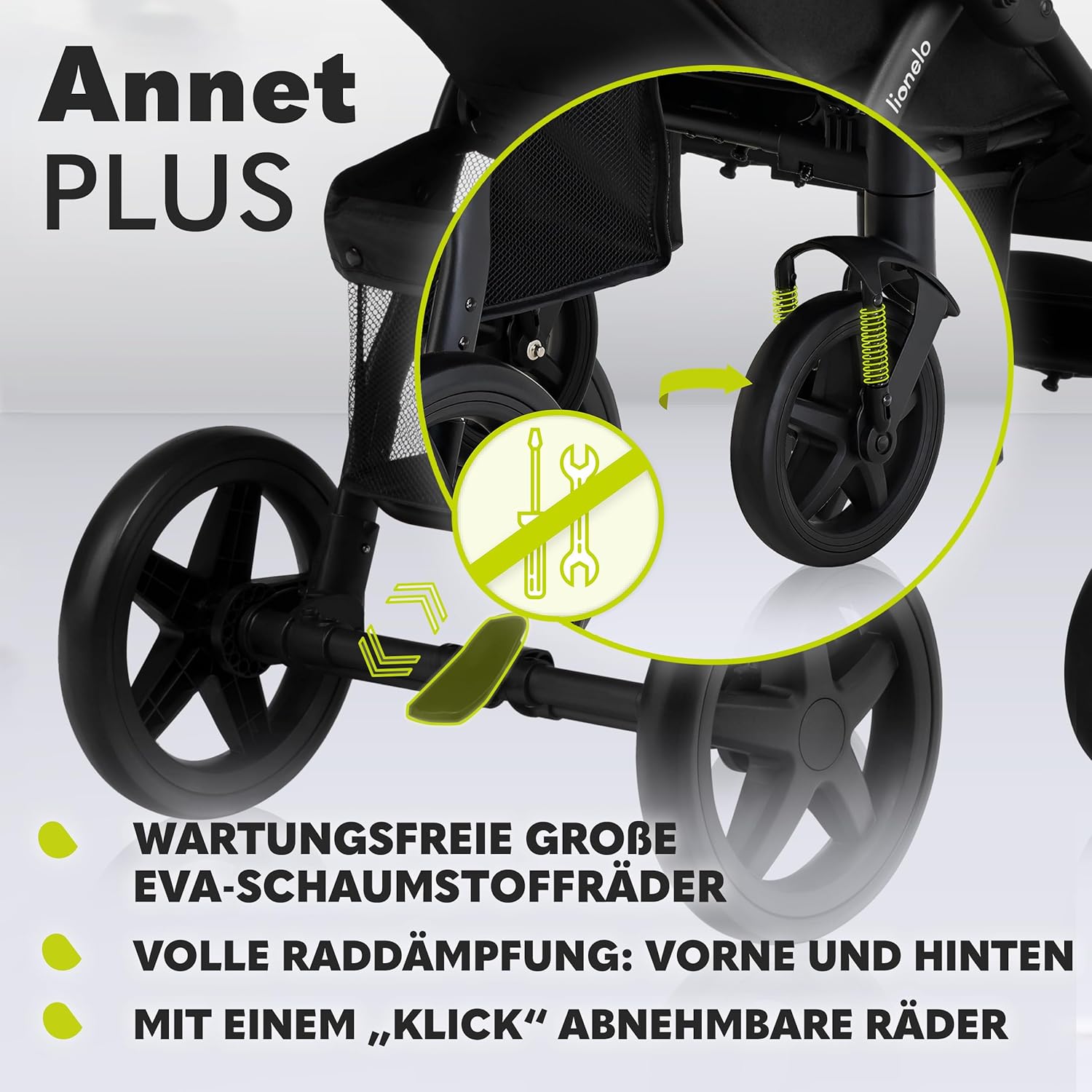 LIONELO Annet Buggy fino a 22 kg con funzione reclinabile, passeggino compatto richiudibile con accessori, ruote in schiuma EVA, zanzariera, coprigambe, portabevande, cestino (Golden Moments, Tour)