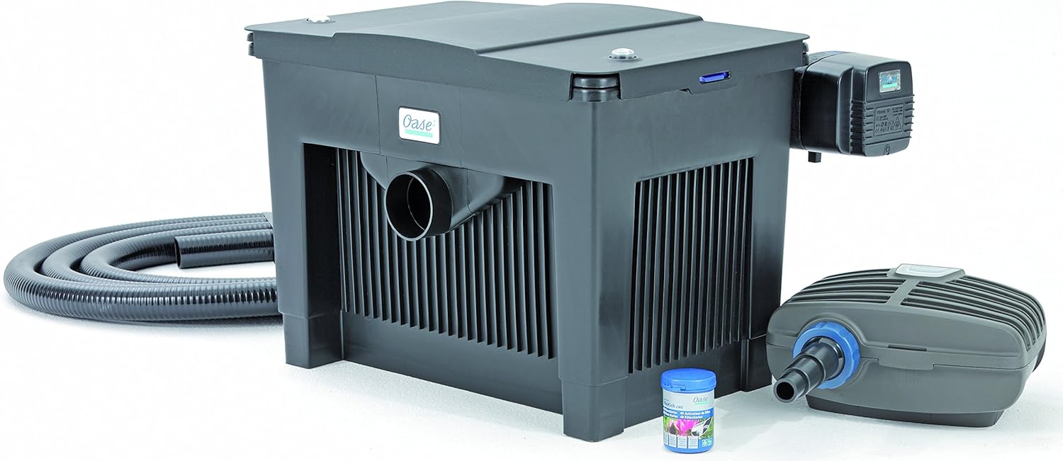 OASE 56789 Filtro a flusso continuo BioSmart Set 36000 adatto per laghetti fino a 36 m³, sistema filtrante, set completo filtro incl. materiale filtrante, pompa per laghetto e chiarificatore UVC