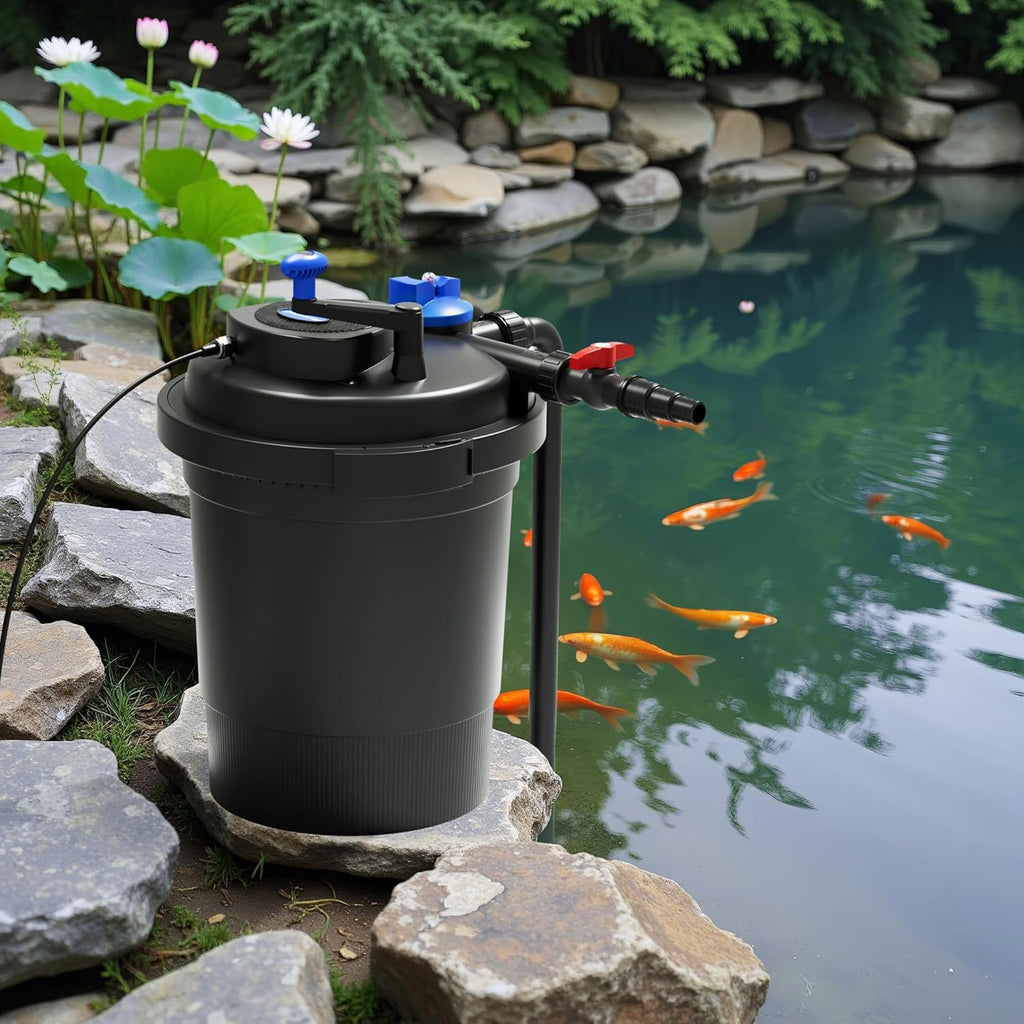 SunSun CPF-15000 Druckteichfilter 10.000 l/h / 18 W UVC Einheit, Teichdruckfilter für Teiche bis 30.000 Liter, Teichklärer, Filteranlage