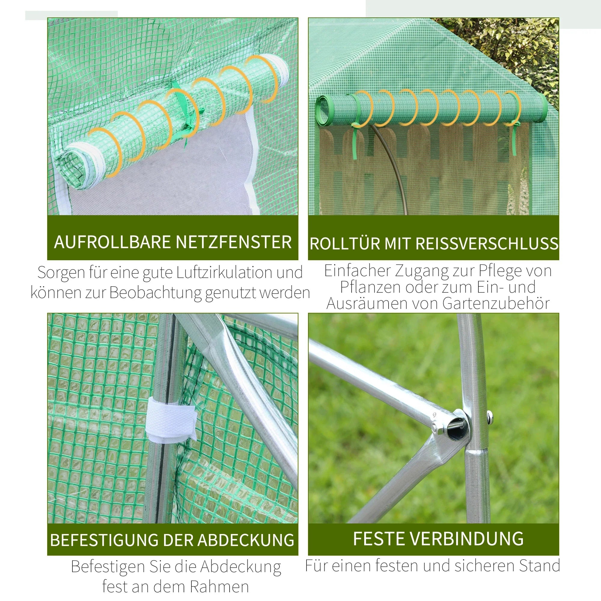 Serra a tunnel Outsunny calpestabile, resistente ai raggi UV, con porta avvolgibile