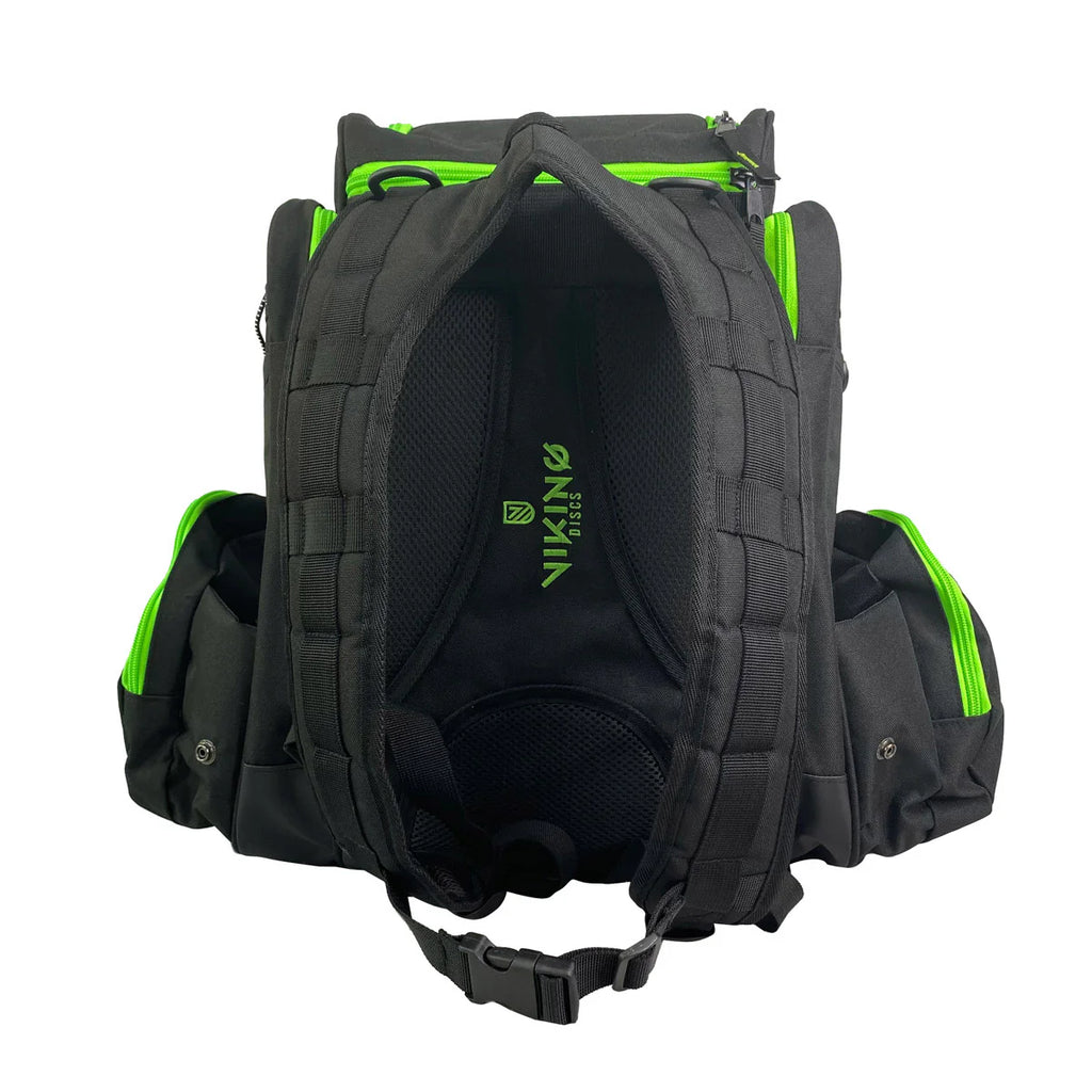 Viking Discs Rucksack Pro, zaino da disc golf, nero/lime