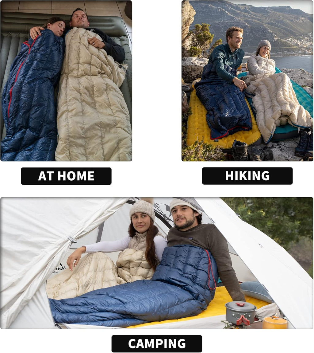 Naturehike Sacco a Pelo in Piuma d'Oca Ultraleggero Sacco a Pelo Compatto Portatile a Busta 800 FP 3 Stagioni Sacco a Pelo Invernale con Ingombro Ridotto per Campeggio Escursionismo all'Aperto