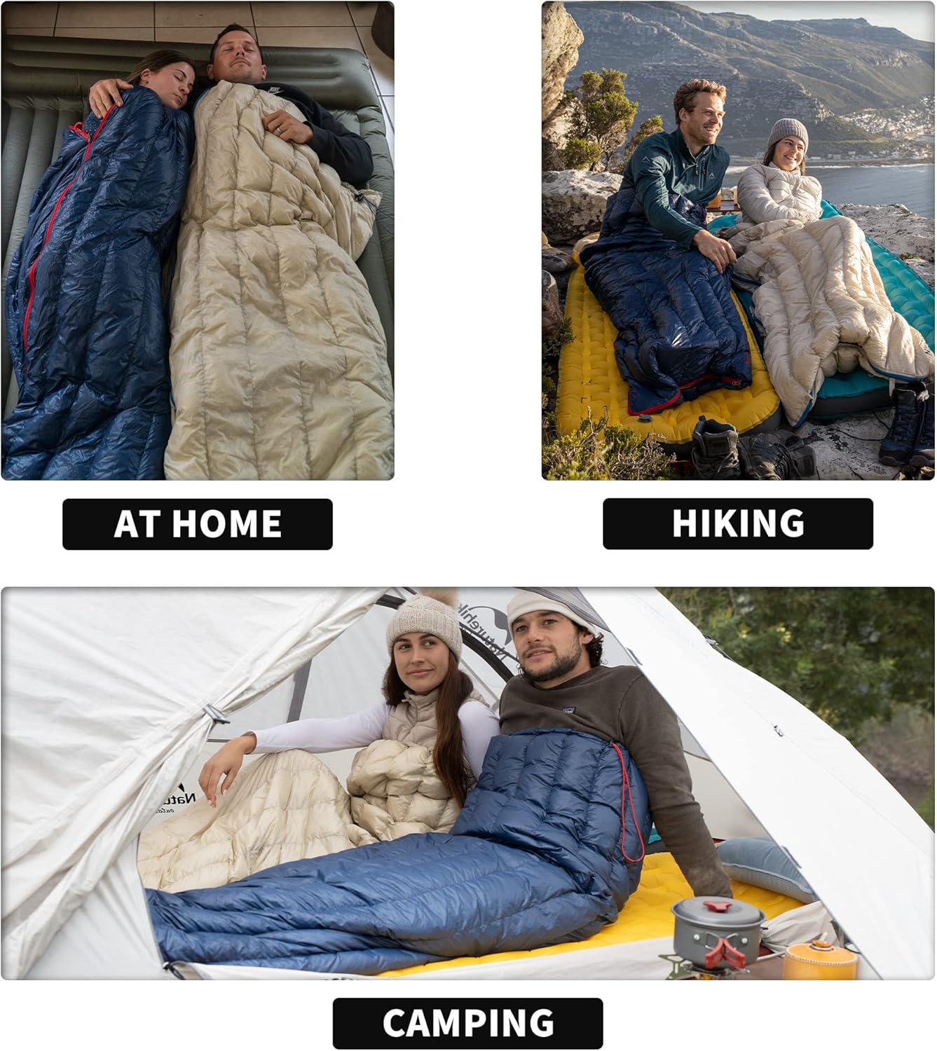 Naturehike Sacco a Pelo in Piuma d'Oca Ultraleggero Sacco a Pelo Compatto Portatile a Busta 800 FP 3 Stagioni Sacco a Pelo Invernale con Ingombro Ridotto per Campeggio Escursionismo all'Aperto