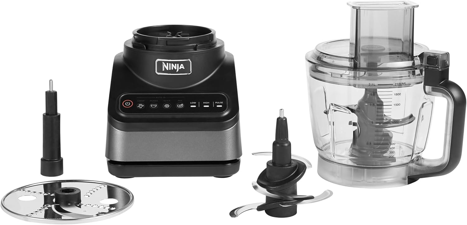 Ninja 2-in-1 Mixer mit 3 Programmen; Mixen, Max Mixen und Zerkleinern & 4 manuellen Einstellungen, 2,1L Krug & 700ml Becher, 1200W, spülmaschinenfest, Auto-iQ, Schwarz BN750EU