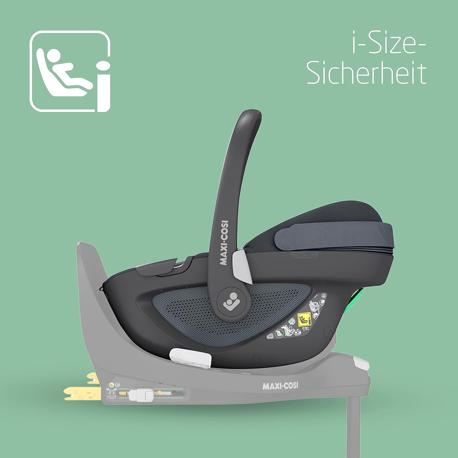 Maxi-Cosi Pebble 360 i-Size Babyschale Drehbar, Neugeborenen Autositz 360 Grad, 0–15 Monate (40–83 cm), Drehung mit einer, ClimaFlow, Easy-In-Gurt, G-CELL Seitenaufprallschutz, Essential Graphite