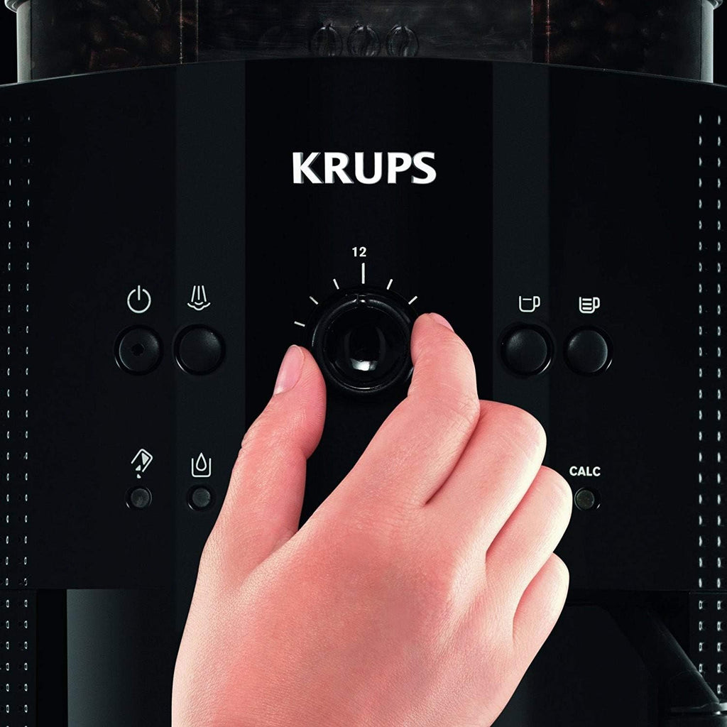 Krups Arabica Picto Macchina da Caffè Automatica, Bocchetta Vapore, Funzione 2 Tazze, Manopola Rotante, Facile Pulizia, Macchina da Caffè, Nera, EA810870