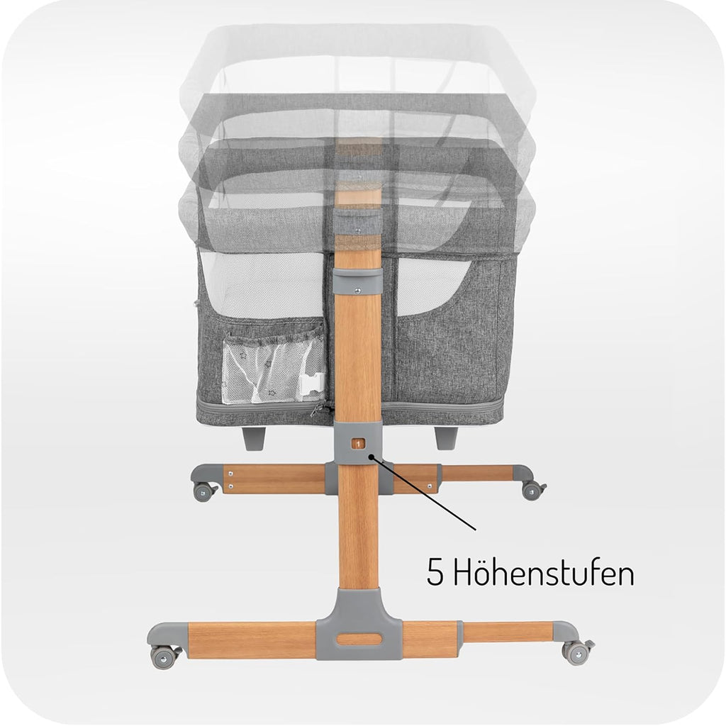 Momi SMART Bed Lettino fianco letto 4-in-1, fino a 15 kg, con materasso, regolabile in altezza