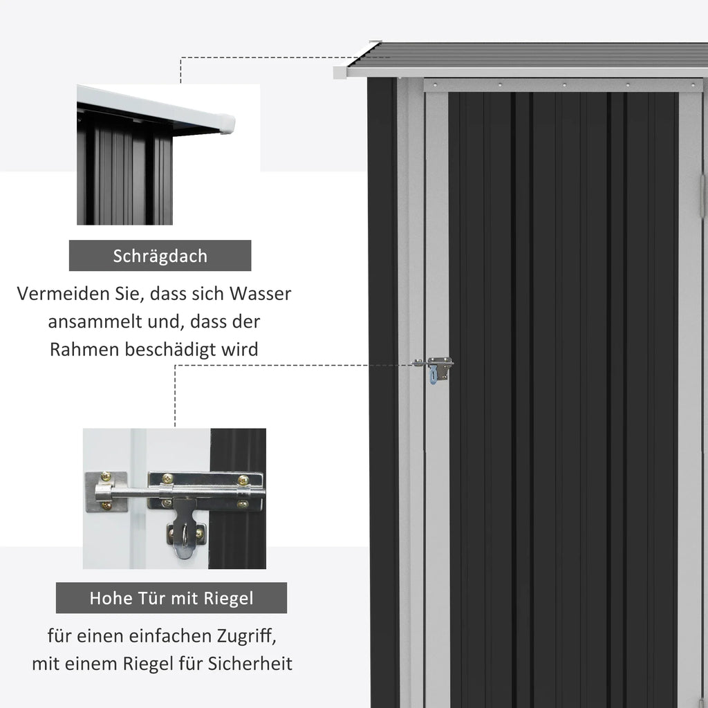 Outsunny Casetta per Attrezzi 142×84×189 cm Acciaio Grigio Scuro