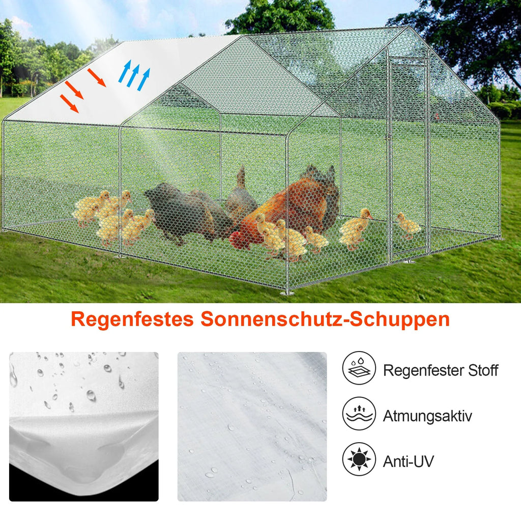 Sonnewelt Pollaio in Metallo Recinto all'Aperto con Telo di Copertura 3*4*2m