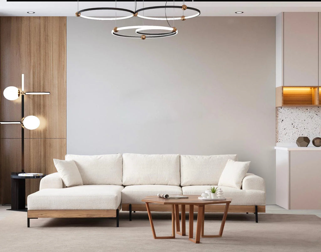 Divano angolare Eti Oak Left - Bianco