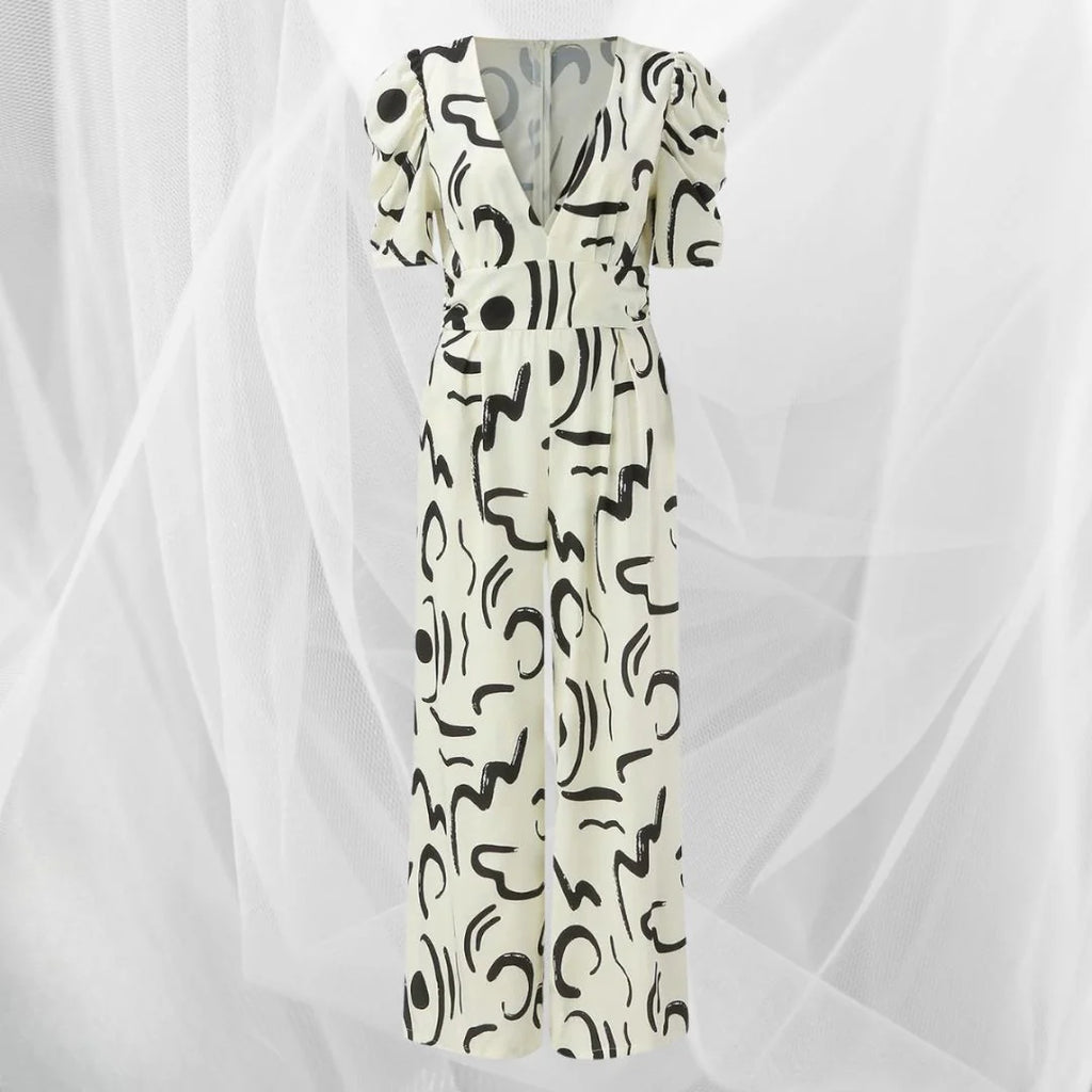 Gia - Bedrucktes Kleid mit V-Ausschnitt