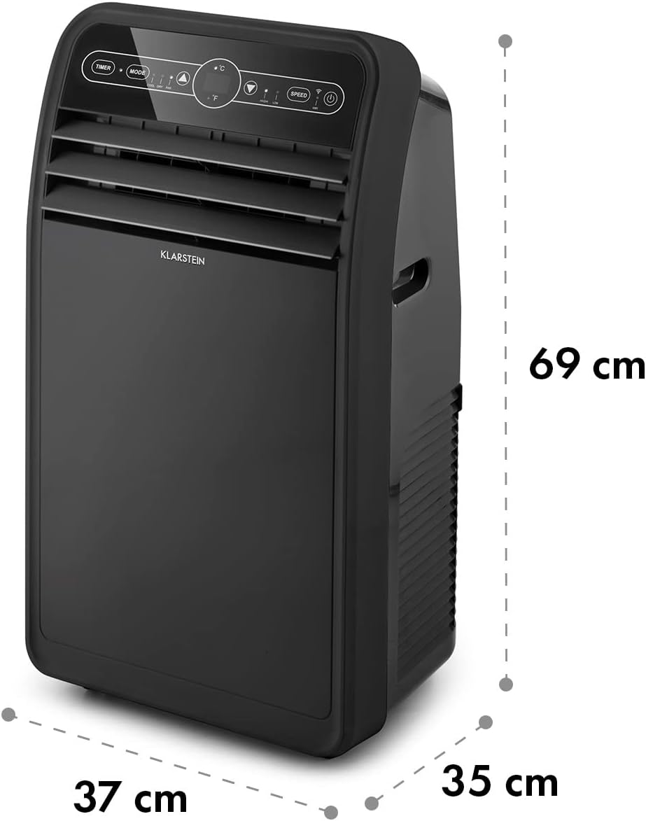 Klarstein Climatizzatore Portatile con Tubo di Scarico, Condizionatore 4-in-1 con Ventilatore, Deumidificatore e Modalità Notturna, Piccolo e Portatile per Casa e Ufficio, Controllo tramite App, 12000 BTU