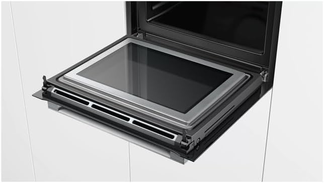 Bosch HMG7361B1, Serie 8 Forno da incasso intelligente con funzione microonde, 60 x 60 cm, Made in Germany, Nero, Air Fry, Anello di controllo digitale, Display touch, Programmi automatici, Supporto per la pulizia