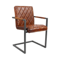 Sedia da pranzo serie Raoul in pelle di bufalo color cognac - Struttura angolare con braccioli