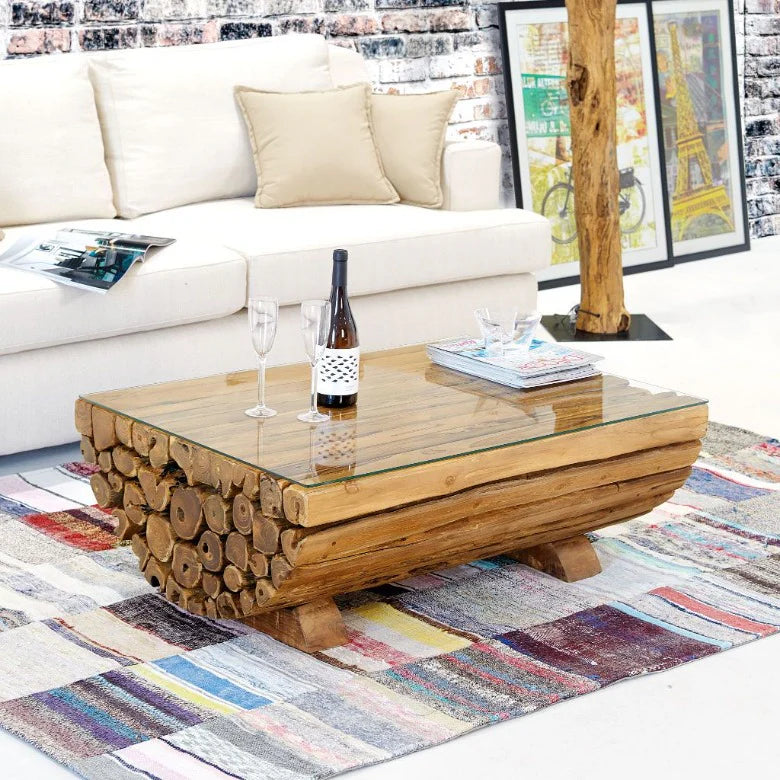 Massiver Teak Couchtisch Ranting medio 105cm x 70cm