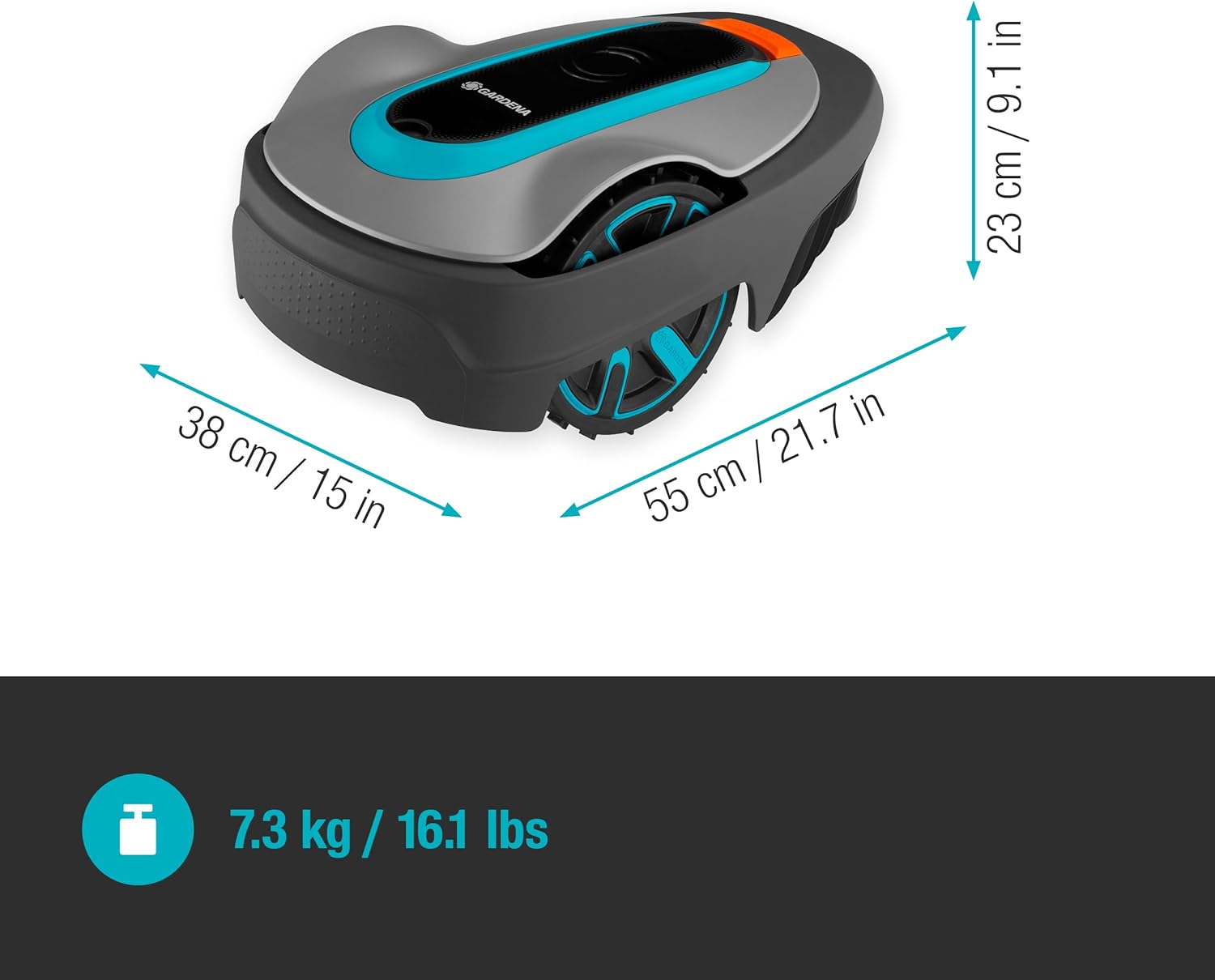 Gardena Rasaerba robotizzato SILENO minimo 500 m: tosaerba intelligente con connettività ottimale, programmabile con l'app Gardena Bluetooth, versione DE (15202-20)