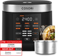COSORI Cuociriso, Multicooker con 17 Programmi, Cuociriso 1,8 L, Fuzzy-Logic, Vaporiera con Inserto in Acciaio Inossidabile, Ricettario, Slow Cooker, Pentola Interna Premium, Funzione Mantenimento in Caldo, Timer, Nero