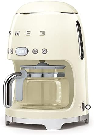 Smeg, DCF02BLMEU, Macchina da caffè con filtro, Funzione aroma e avvio automatico, Caraffa in vetro fino a 12 tazze, 2 livelli di intensità, Funzione di mantenimento del calore, 1050W, Nero opaco