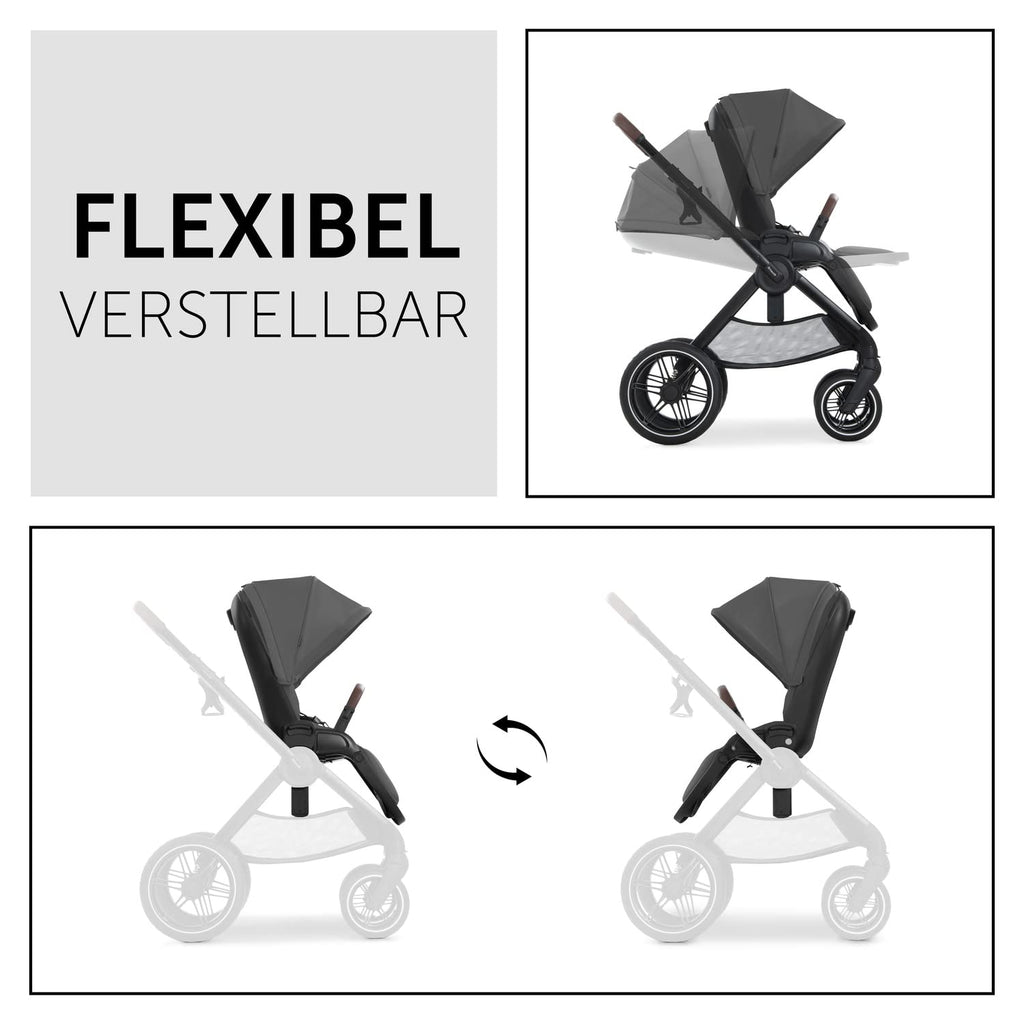 hauck Kinderwagen mit Beindecke Walk N Care ab Geburt bis 22 kg mit Liegefunktion, Becherhalter, Sitz Wendbar & Höhenverstellbar, Gummireifen, Teleskopgriff, UPF 50+, Zusammenklappbar (Dark Navy Blue9