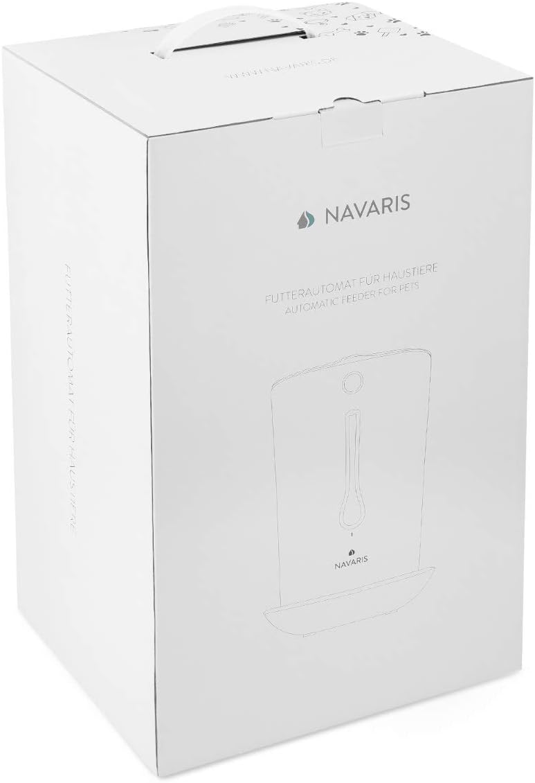 Navaris Distributore Automatico di Cibo con Timer - Ciotola per Alimenti Automatica da 6L con Timer e Notifica Sonora - per Cane e Gatto