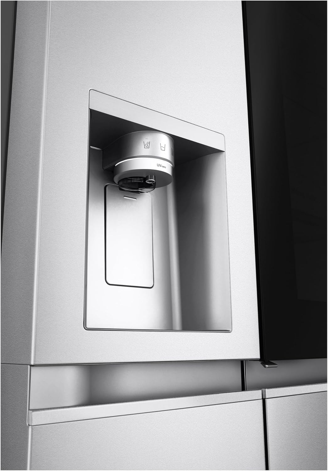 LG GSGV81PYLL Frigorifero Side by Side, Classe E, 635 L, Instaview, Frigorifero con congelatore, Dispenser ghiaccio, ghiaccio tritato, acqua, Total NoFrost, Smart Inverter Compressor, Wi-Fi