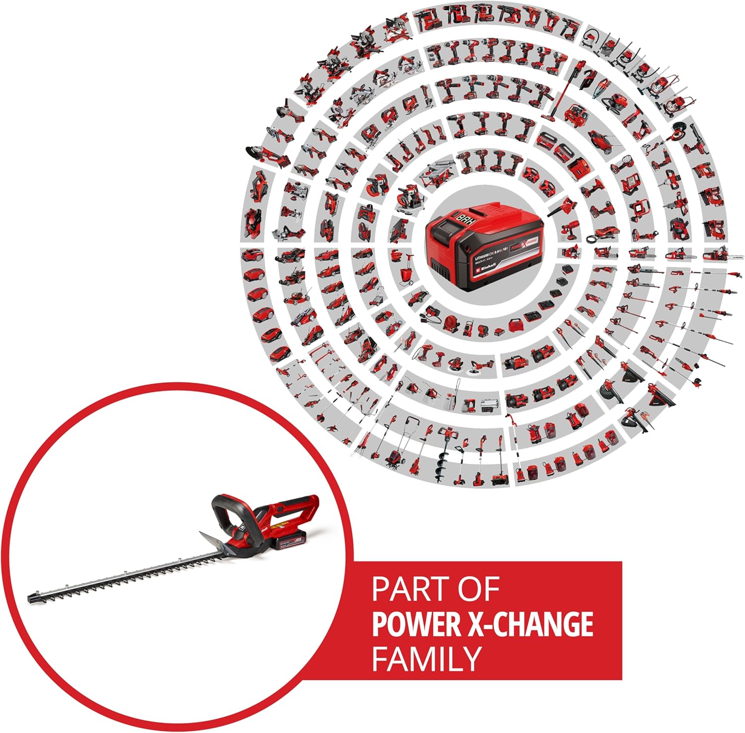 Einhell Tagliasiepi a batteria GC-CH 1855/1 Li-Solo Power X-Change (18 V, lunghezza di taglio 55 cm, distanza tra i denti 18 mm, con raccoglierba, senza batteria)
