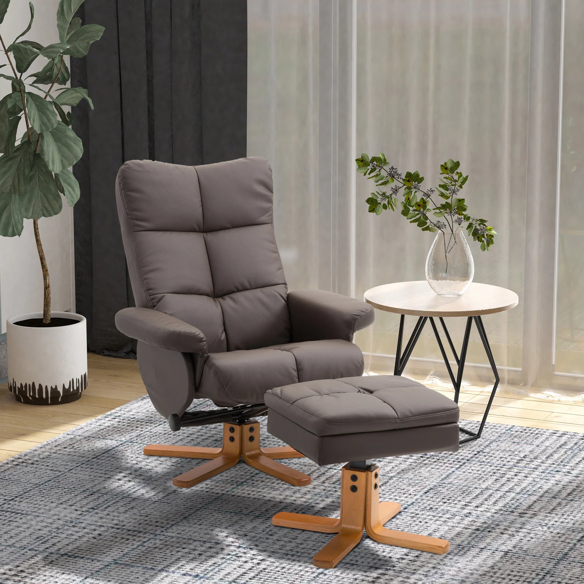 Poltrona Relax HOMCOM con Sgabello Contenitore, Girevole a 360°, Marrone