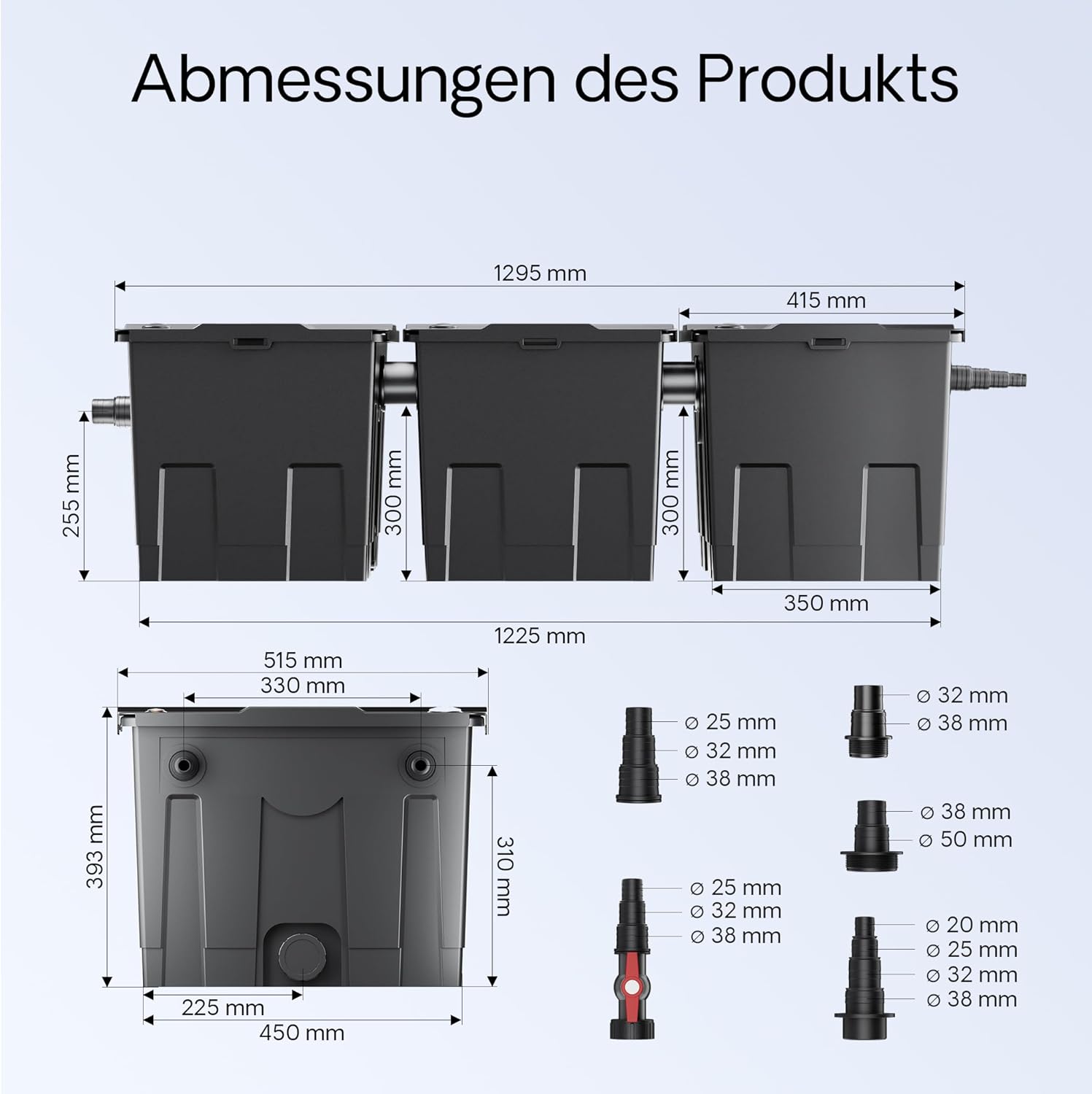 SunSun Bio CBF-350C Teichfilter bis 90000L Teichvolumen max. 10000L/h 3-Kammer Durchlauffilter Modulteichfilter Teich Filter Biofilter