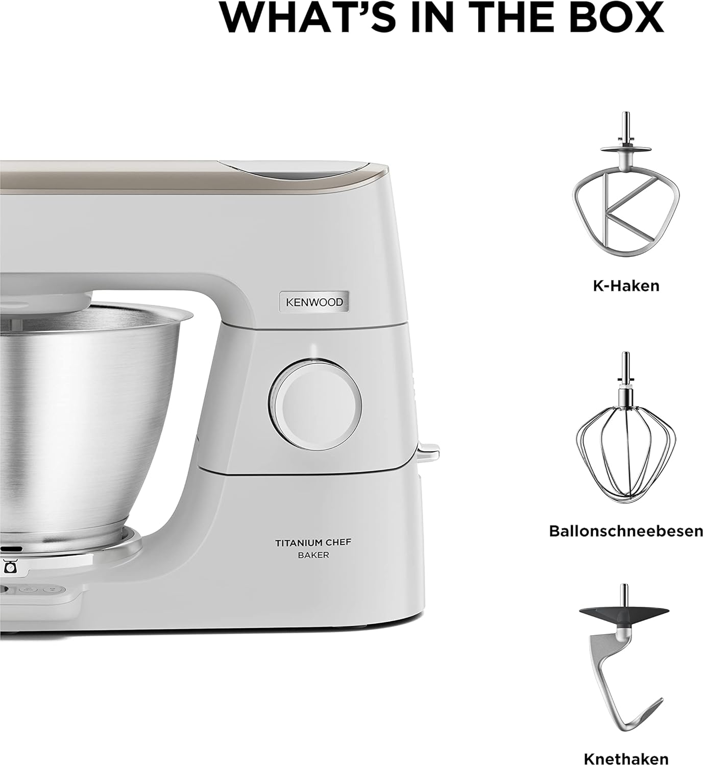 Kenwood Titanium Chef Baker KVL85.424SI Robot da cucina con bilancia integrata, incl. set pasticceria da 4 pezzi, ciotole da 7 L e 5 L, regolazione continua della velocità, 1200 W, Argento