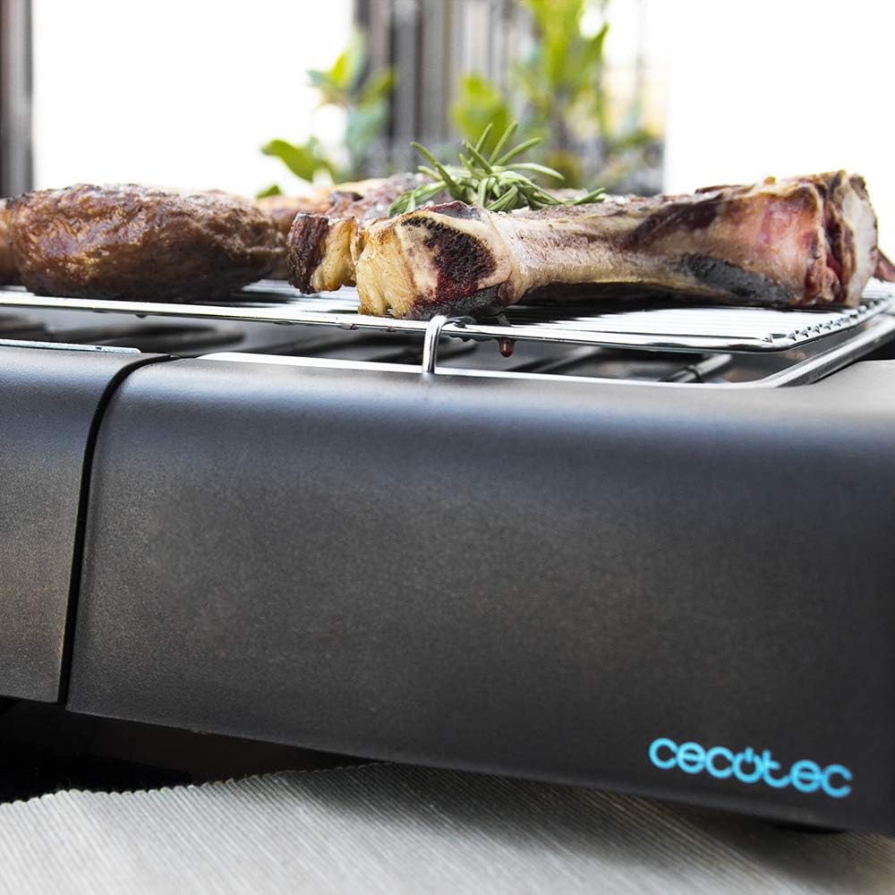 Cecotec Elektrischer Grill Perfect Country 2000 EasyMove. 2000 W, Mix- und Antihaft-Oberfläche, klappbarer Deckel, einstellbares Thermostat, Fettauffangschale, Stahlbeine und Räder